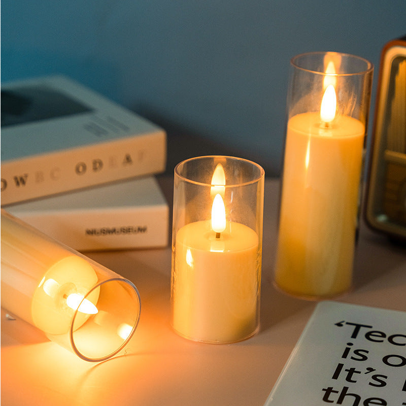 LED flammenlose Säulenkerzen-Set mit klaren Glaszylinder-Votivkerzen Karnz