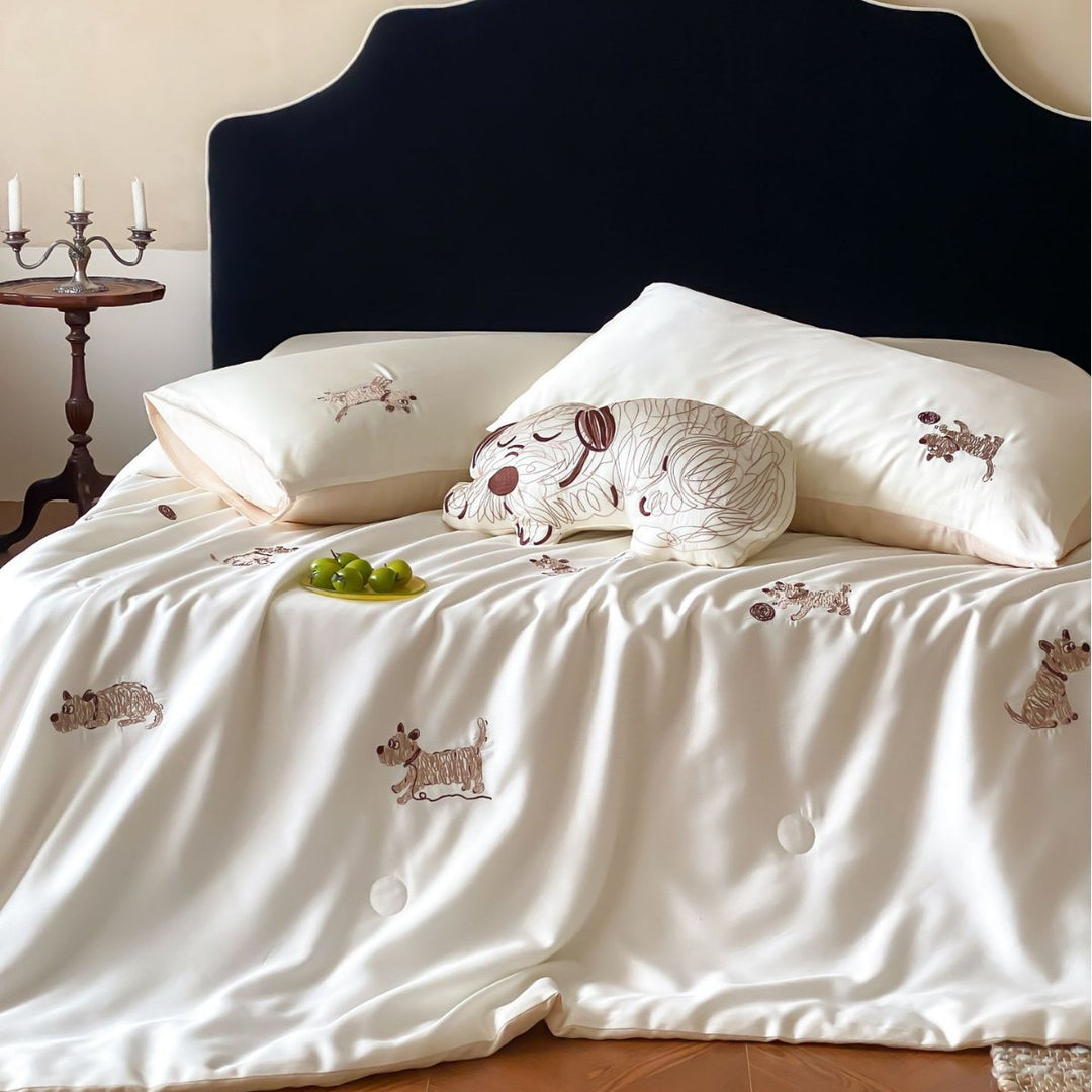 Satin-Bettwäsche-Set mit feiner Lama-Stickerei