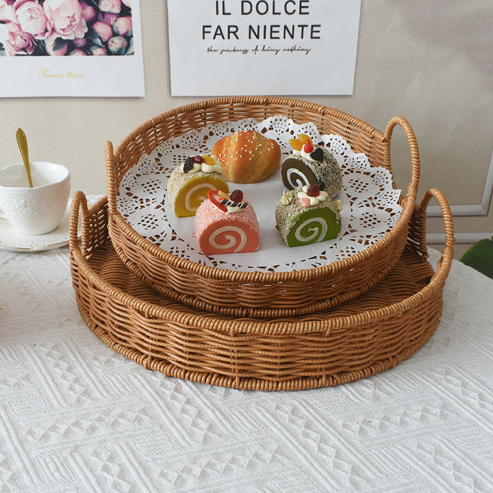 Runder Rattan Servierblech Karnz