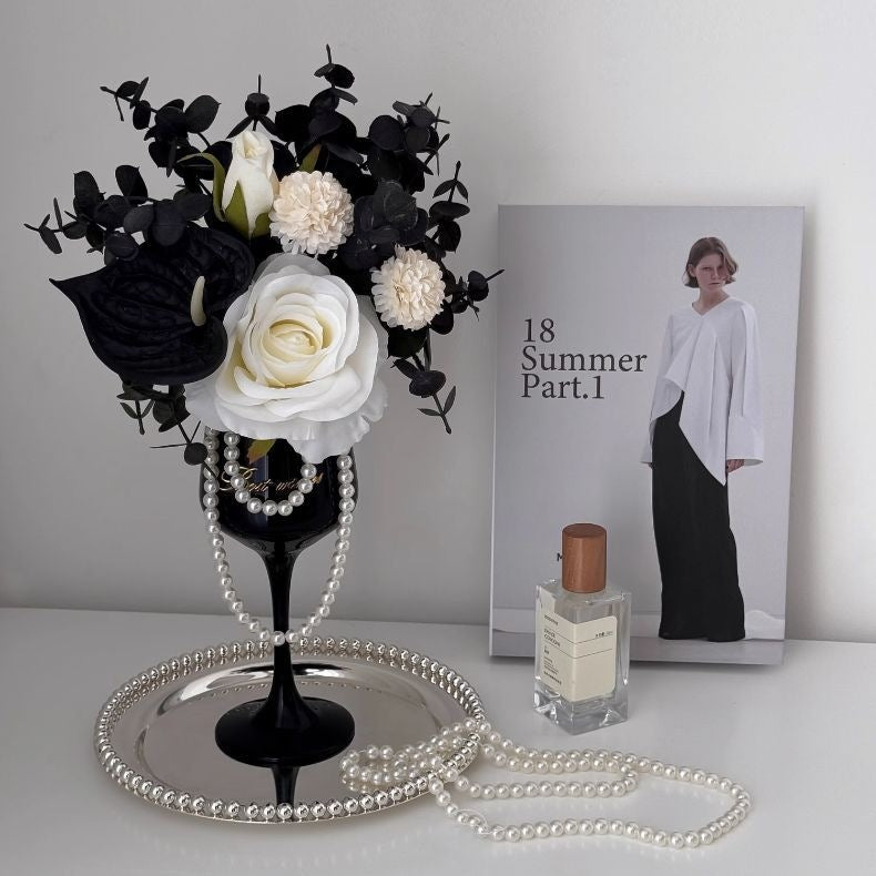 Elegante Blumen Weinglas Tisch centerpiece