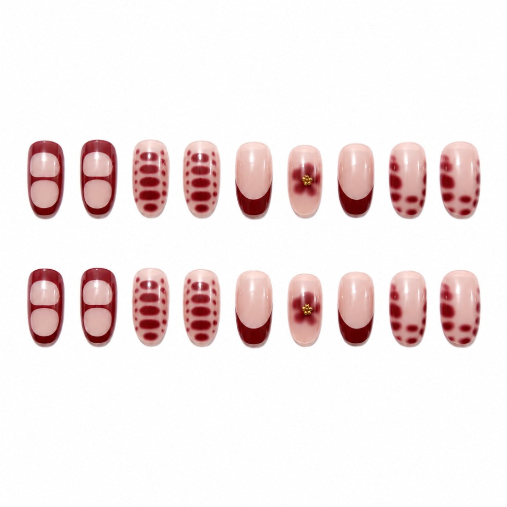 Künstlerisches Press-On Nagelset mit Blumenmustern Karnz