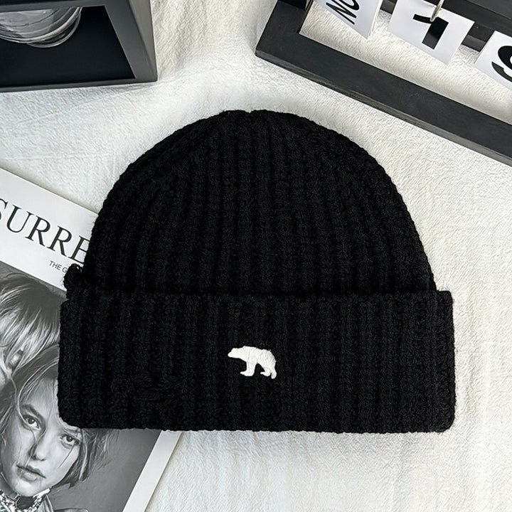 Dicker Strickbären-Patch-Mütze