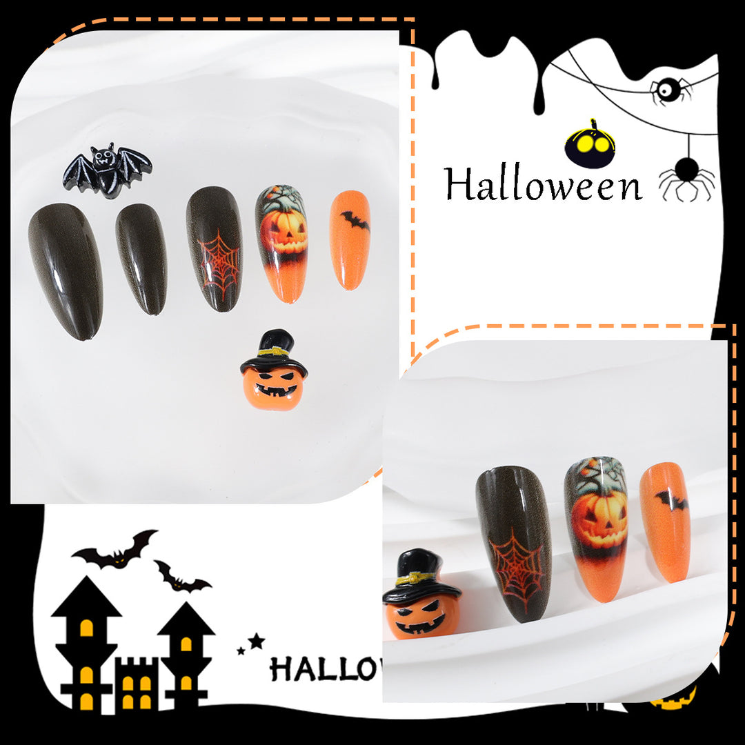 Halloween Kunstnagelset mit kreativen Geister- und Kürbismotiven Karnz