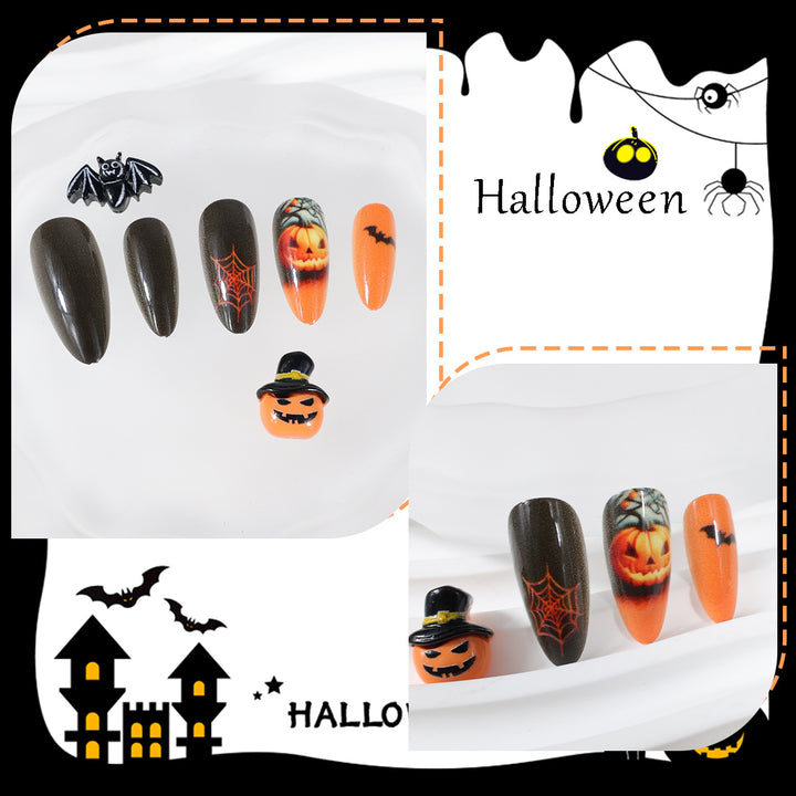 Halloween Kunstnagelset mit kreativen Geister- und Kürbismotiven Karnz