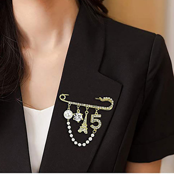 Elegante Brosche mit Perlen und Strass Karnz