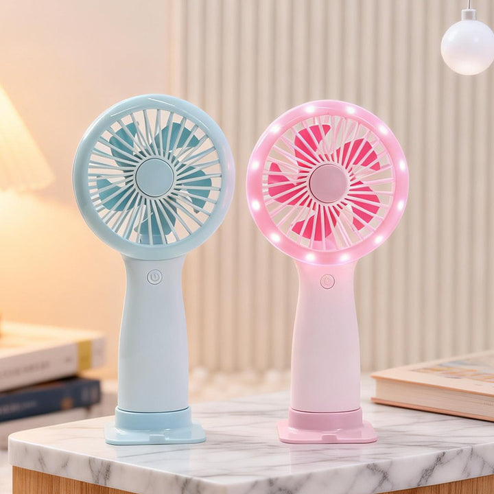 Damen Tragbarer Handventilator mit LED-Beleuchtung und USB-Ladefunktion Karnz
