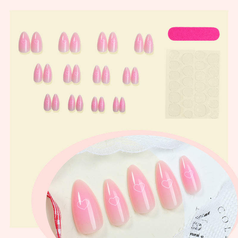 Herz-verzierte Press-On Nagelkunst Set Karnz