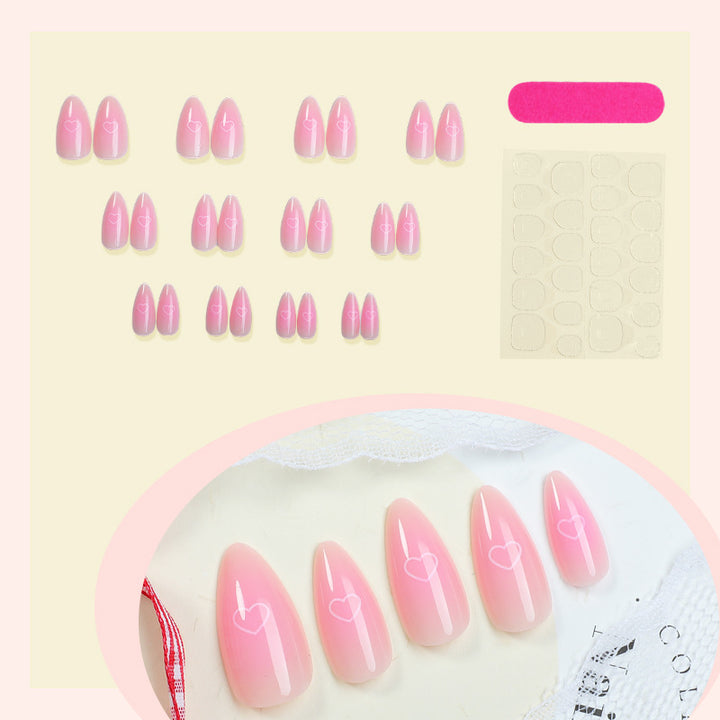Herz-verzierte Press-On Nagelkunst Set Karnz
