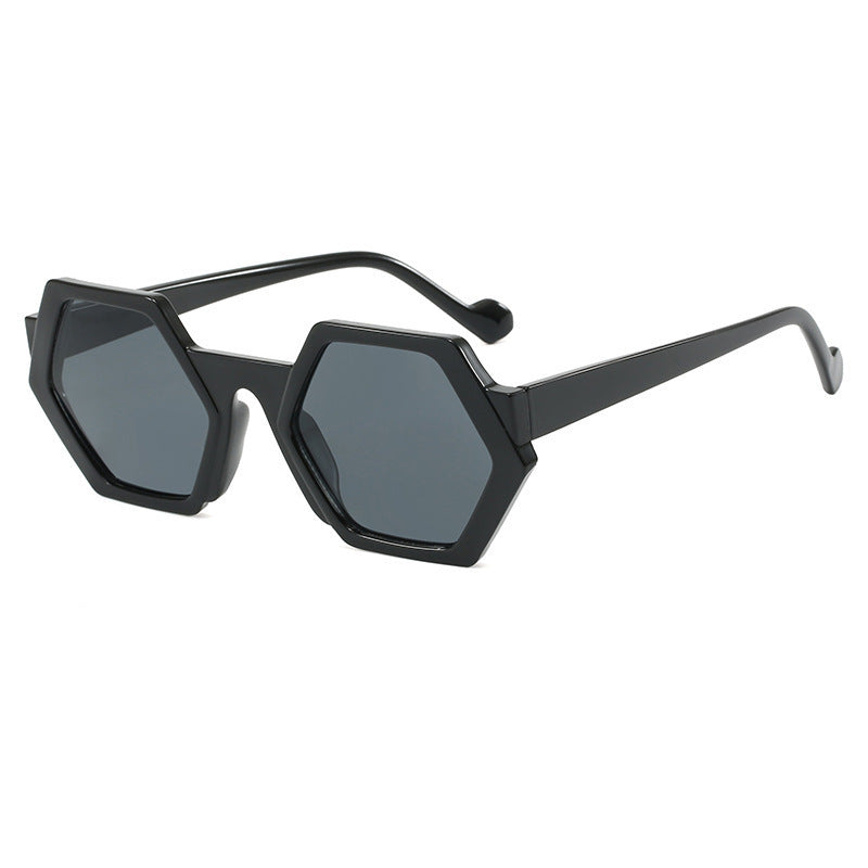 Damen auffällige Sonnenbrille mit hexagonalem Rahmen und komfortablem Sitz Karnz