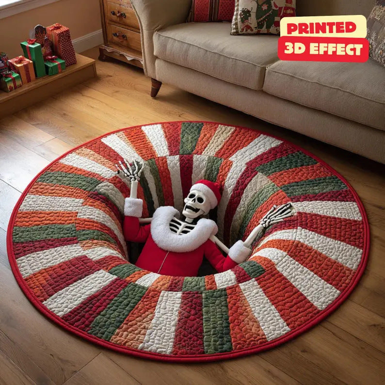 Dekorativer runder Teppich mit Weihnachtsmotiv für Zuhause