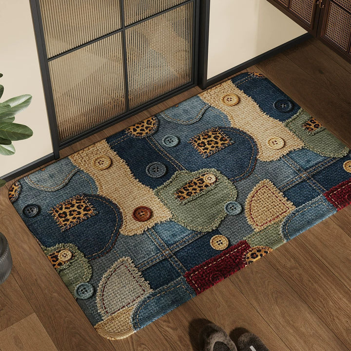 Spaßiger und bunter Patchwork-Teppich Karnz
