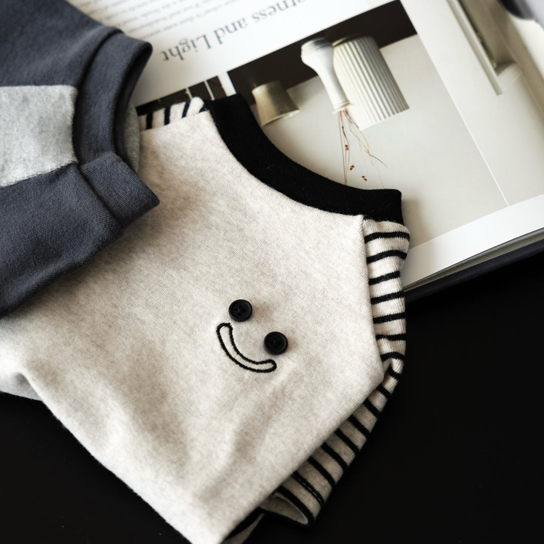 Gestreiftes Raglanärmel-Hund T-Shirt