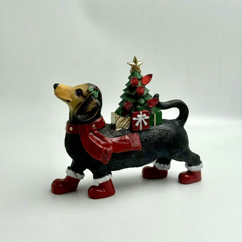 Dekorative Weihnachtsmann Figur mit Hund Karnz