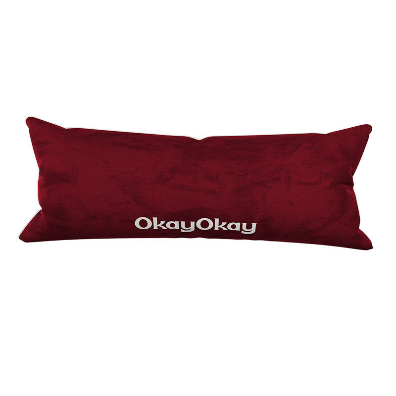 Rectangular Velvet Lumbar Pillow Cover with Hidden Zipper and Embroidered Slogan