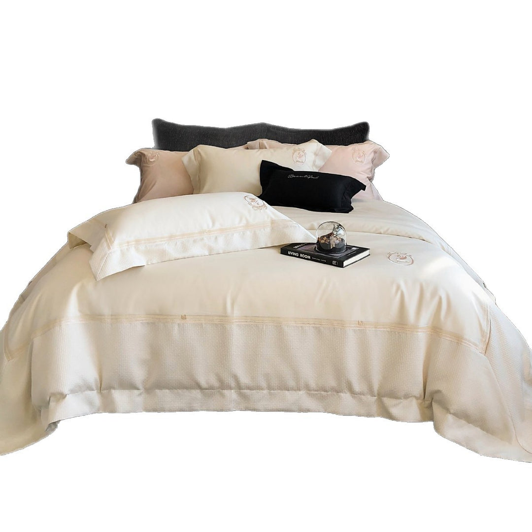 Luxus Satin-Baumwolle Bettbezug Set mit bestickten Kissenbezügen