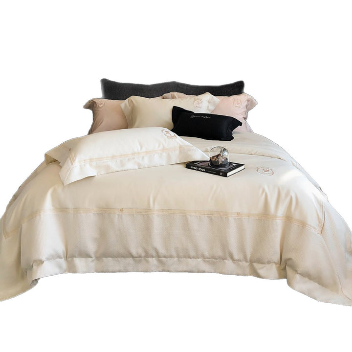 Luxus Satin-Baumwolle Bettbezug Set mit bestickten Kissenbezügen