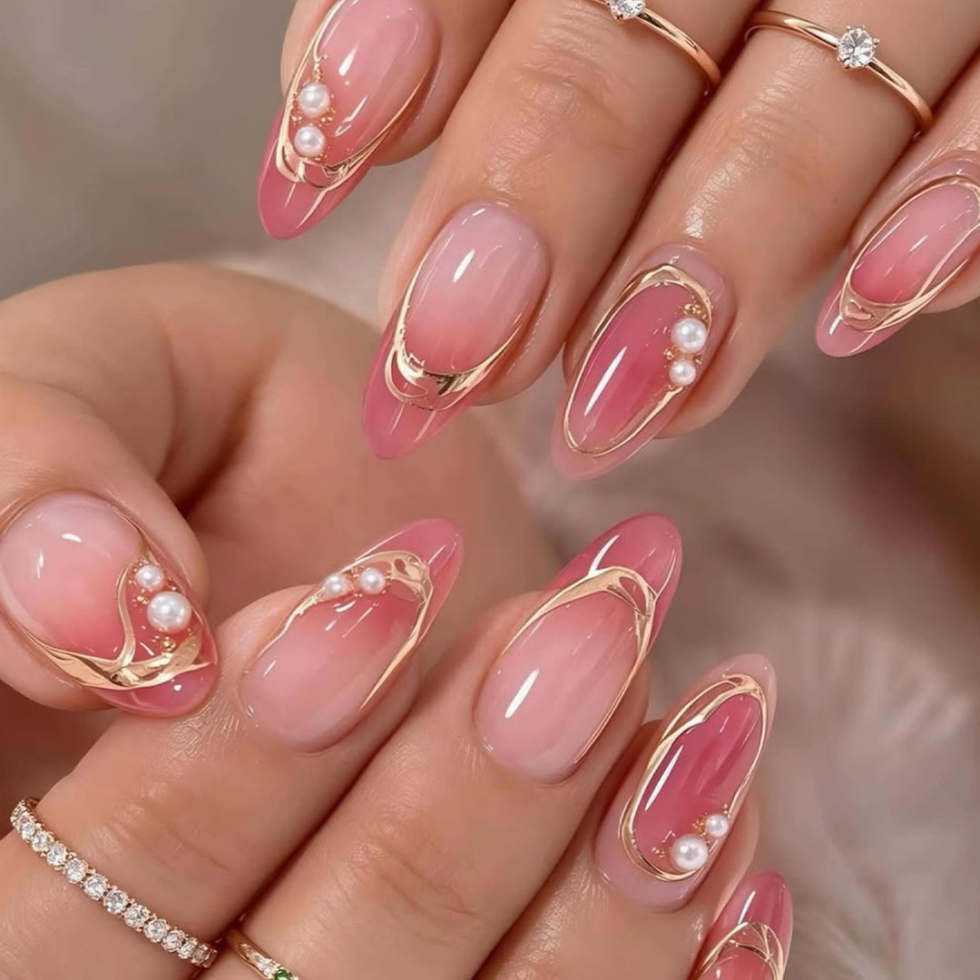 Elegante 3D Perlen Akzent Nagelkunst Verlängerungen Karnz