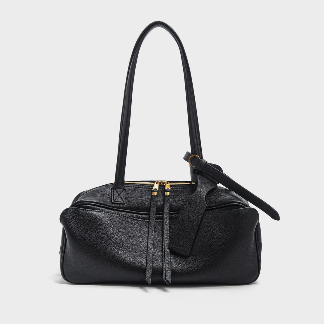 Kompakte rechteckige gepunktete Schultertasche mit Reißverschluss oben und abnehmbarem Schultergurt