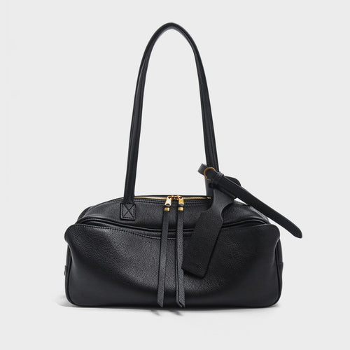 Kompakte rechteckige gepunktete Schultertasche mit Reißverschluss oben und abnehmbarem Schultergurt