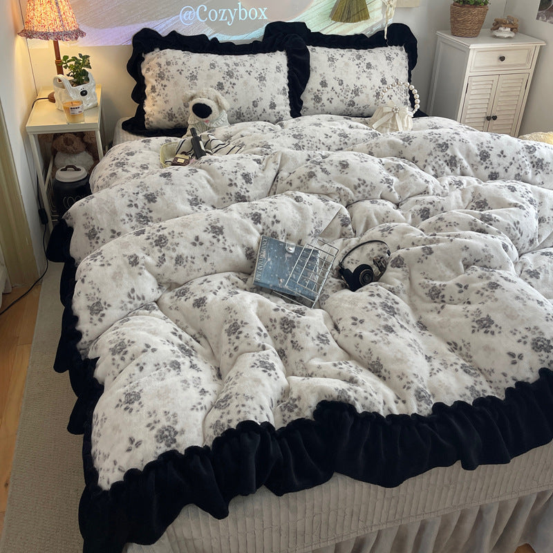 Plüsch Floral Rüsch Komfortbett-Set