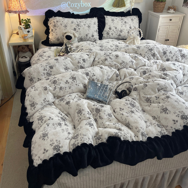 Plüsch Floral Rüsch Komfortbett-Set