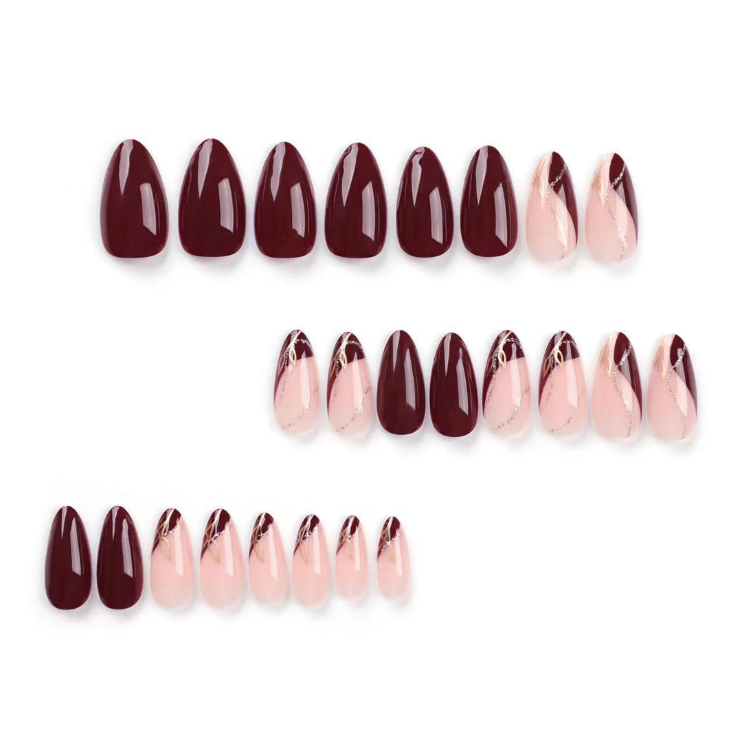 Elegante Matte und Glänzende Mandelförmige Press-On Nagelverlängerungen Karnz