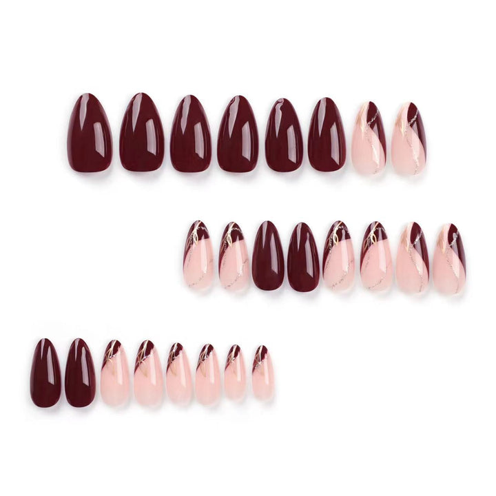 Elegante Matte und Glänzende Mandelförmige Press-On Nagelverlängerungen Karnz