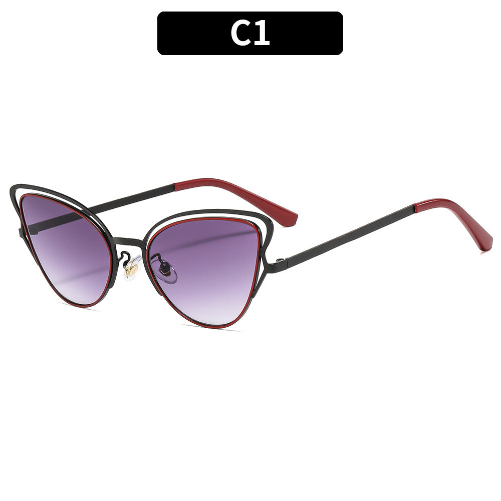 Damen Cat-Eye Sonnenbrille mit luxuriösem Metallrahmen und hochwertigen Verlaufsgläsern Karnz