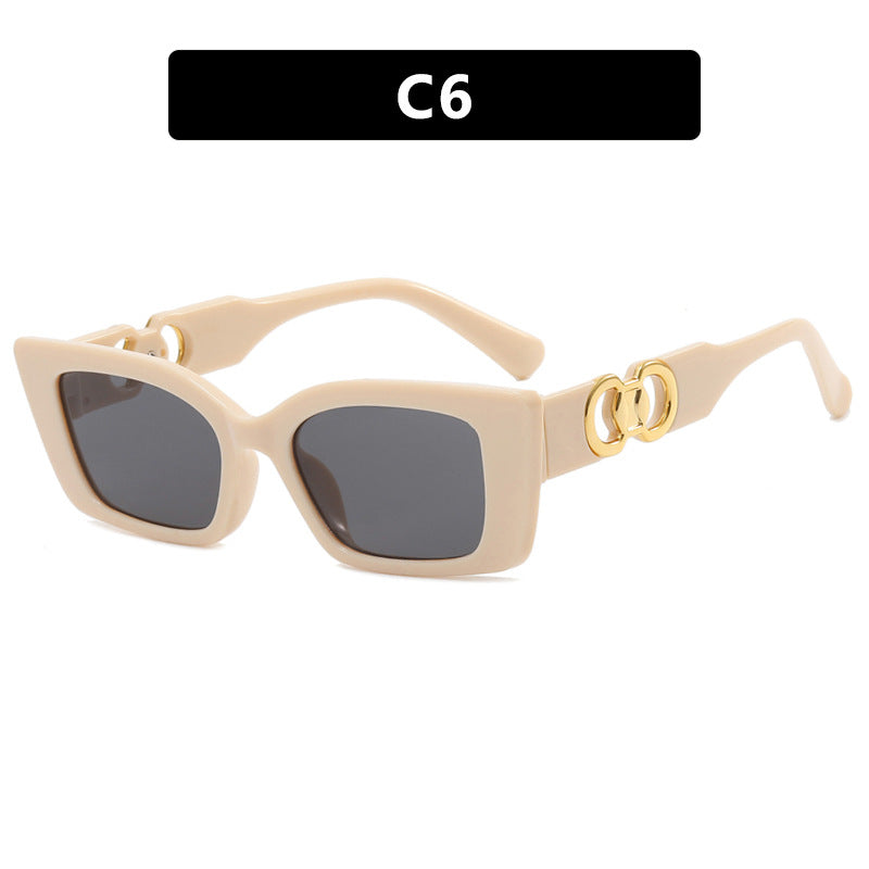 Damen modische quadratische Sonnenbrille mit goldenen Verzierungen Karnz