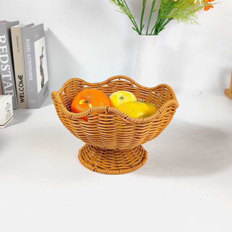 Unisex Rattan Obstschale mit eleganten Wellenlinien Karnz