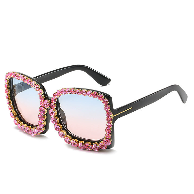 Glamouröse mit Strass besetzte Oversized-Sonnenbrille Karnz
