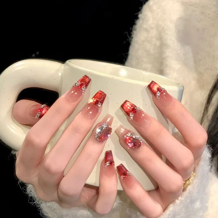 Glamorous Press-On Nagelkunst Set mit Strassverzierungen Karnz
