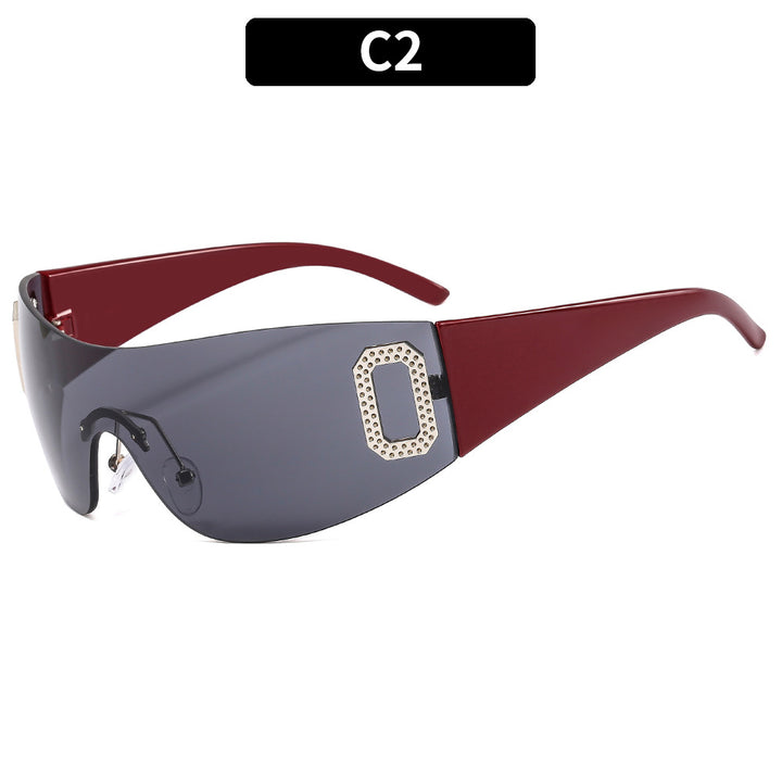 Oversized Shield-Sonnenbrille mit dekorativem Akzent
