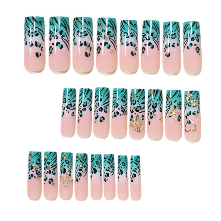 Stylische Bling Leopard Druck Press-On Nagelspitzen Karnz
