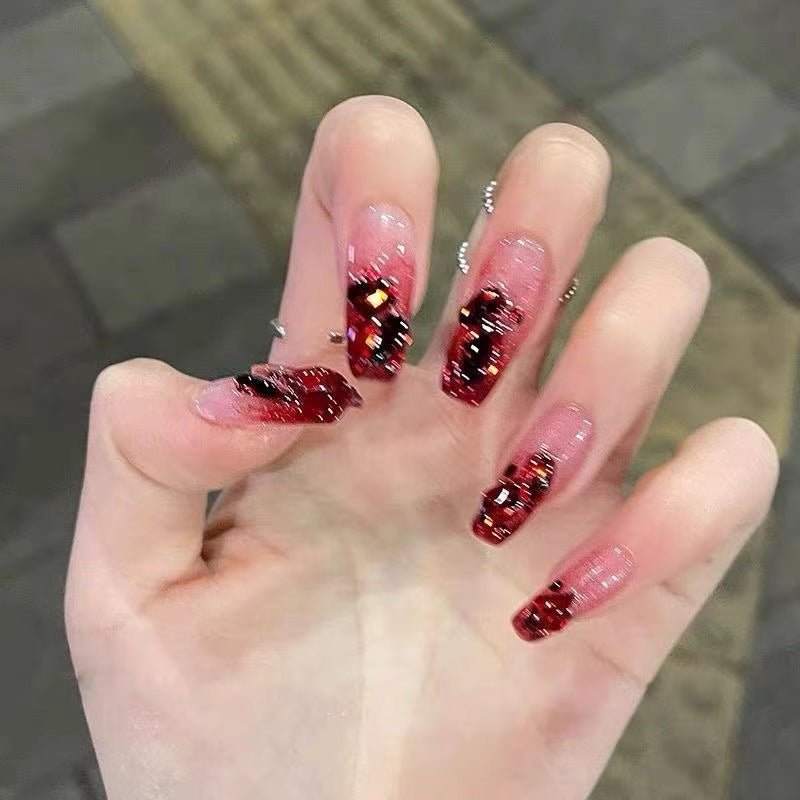 Glamouröse Lange Press-On Nagelspitzen mit Glitzerakzenten