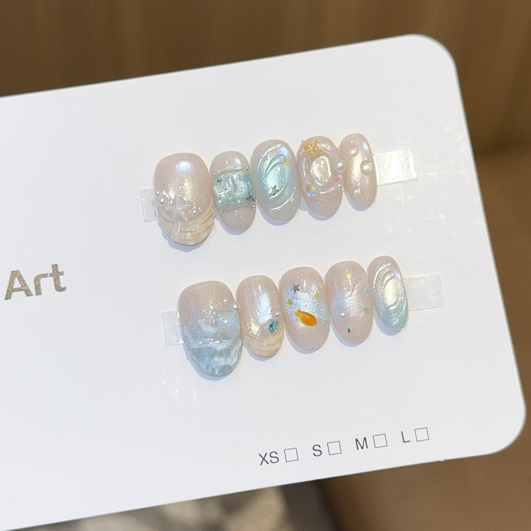Kunstnagel Set mit Maritimem Design Karnz