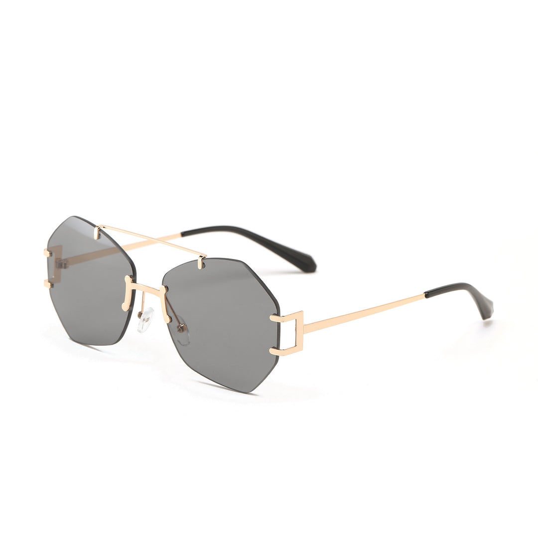 Damen modische achtkantige Sonnenbrille mit filigranem Metallrahmen Karnz