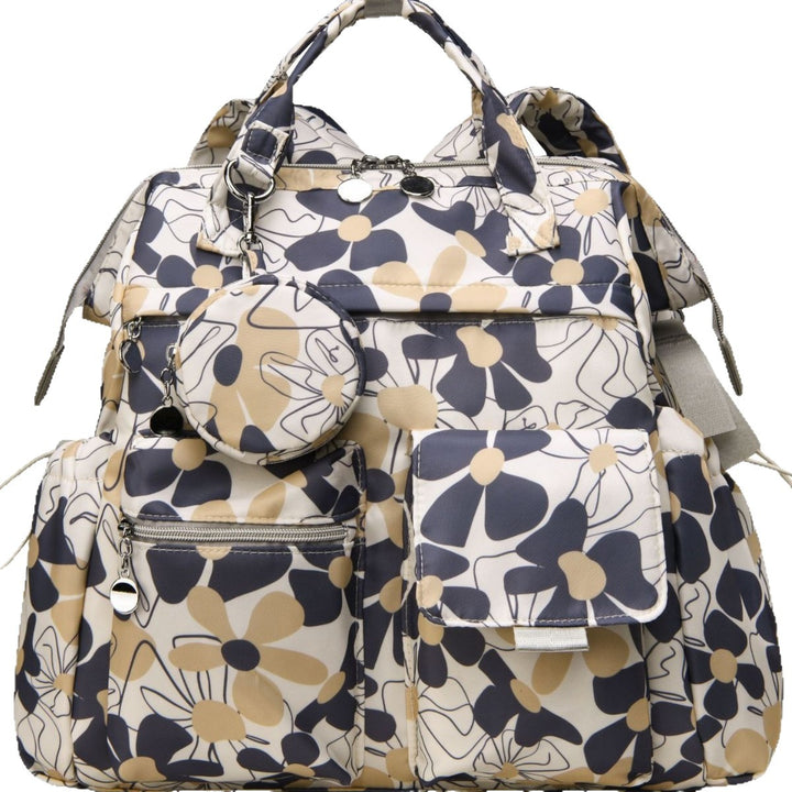 Multi-Taschen Blumen Design Rucksack Karnz
