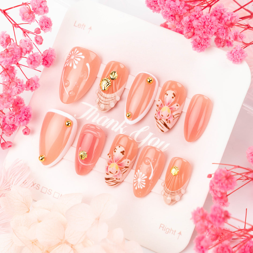 Elegantes florales Press-On-Nagelkunstdesign Karnz