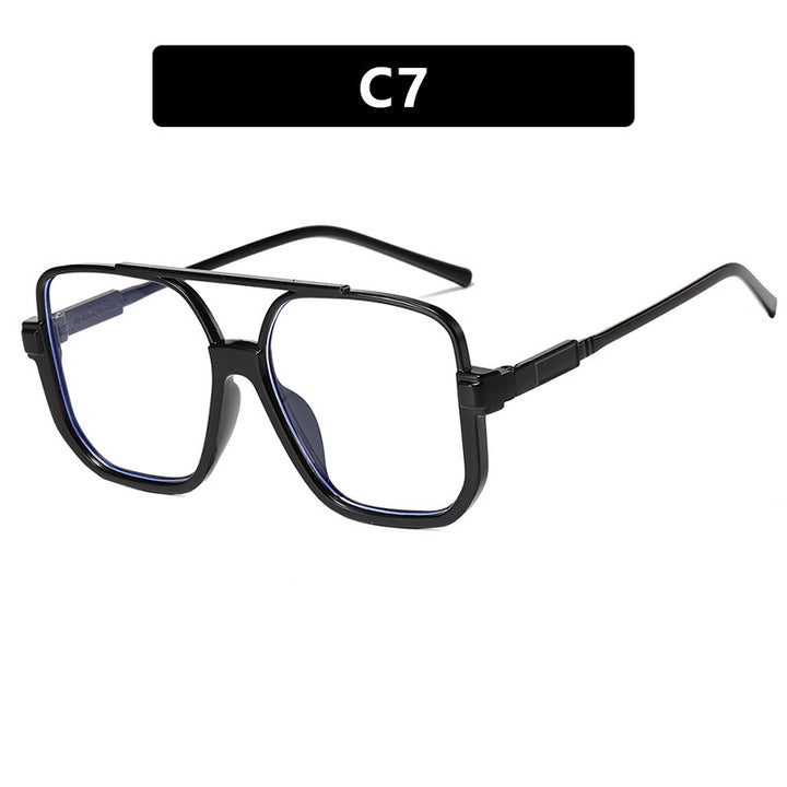 Damen quadratische Sonnenbrille mit transparentem Rahmen und grün getönten Gläsern Karnz