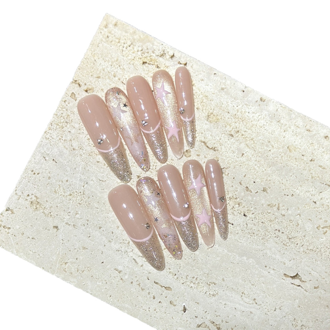 Dekorative Glitzer Press-On Nagelspitzen