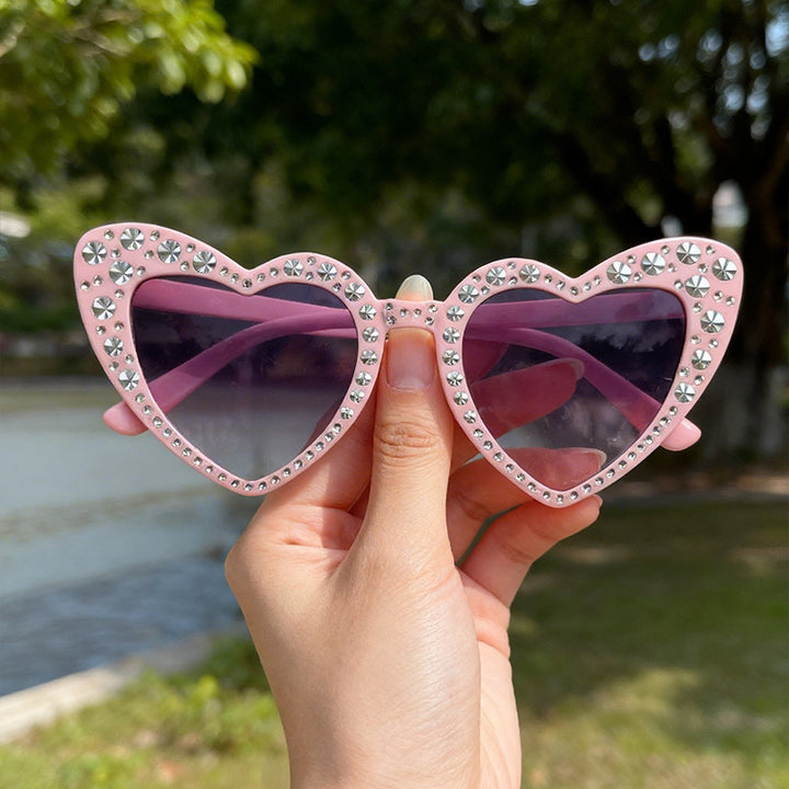 Rhinestone-besetzte Herzförmige Sonnenbrille Karnz