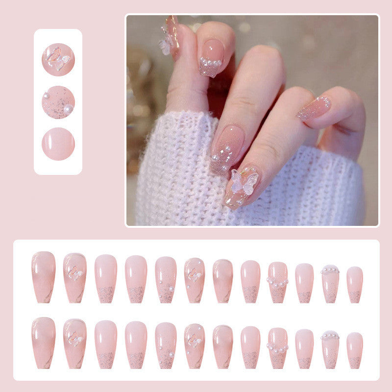 Dekoratives Press-on-Nagelset mit Schmetterlingsdesign