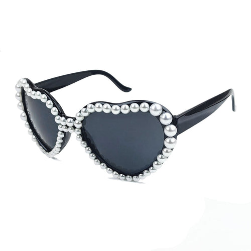 Damen Herzförmige Sonnenbrille mit Glitzerstein-Besatz Karnz