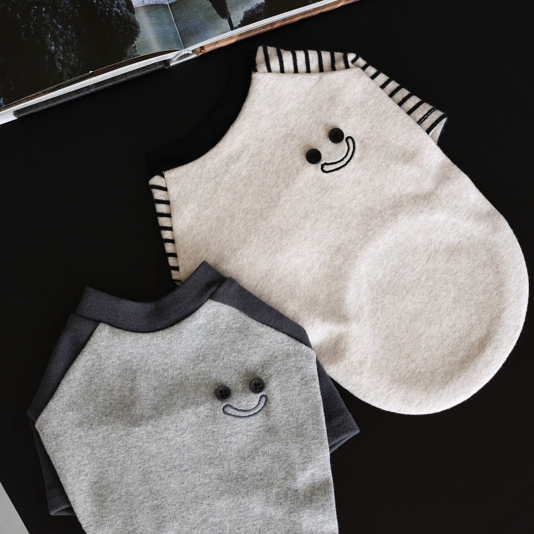 Gestreiftes Raglanärmel-Hund T-Shirt