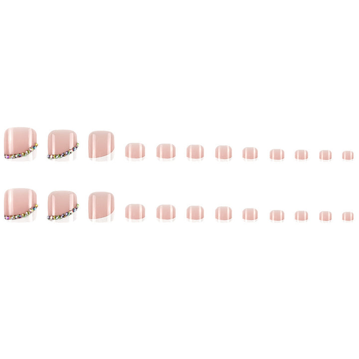 Fußnagelkunst Set mit eleganten französischen Spitzen und Glitzerakzenten Karnz