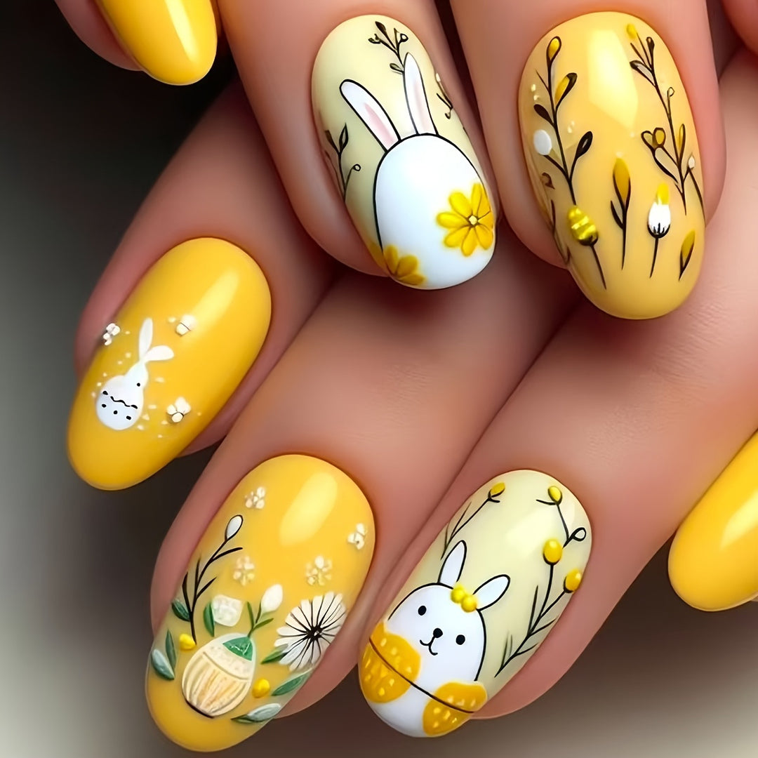 Bunny-Themen Ostern Press-On Nagelkunst Karnz