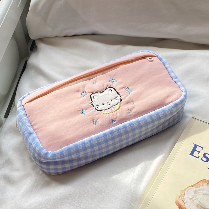 Handgefertigte Kosmetiktasche mit Verspieltem Katzenmotiv Karnz