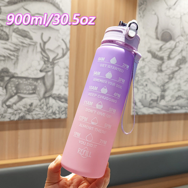 Damen Motivierende Wasserflasche mit integrierten Zeitmarkierungen Karnz
