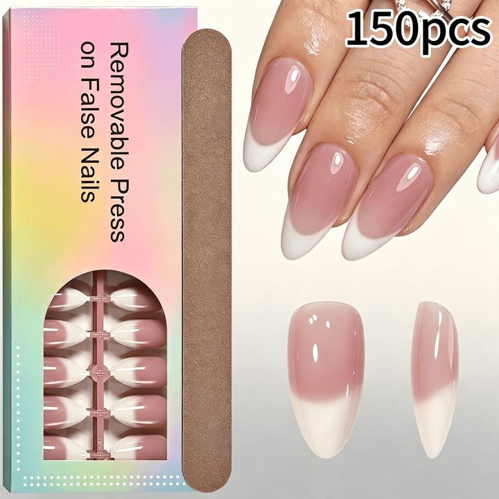 Entfernbares Press-On-Nagelset mit französischem Spitzen Design Karnz